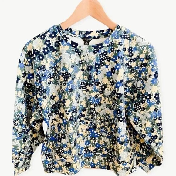 Ann Taylor Petite Floral Puff Sleeve Sweatshirt - Picture 1 of 8